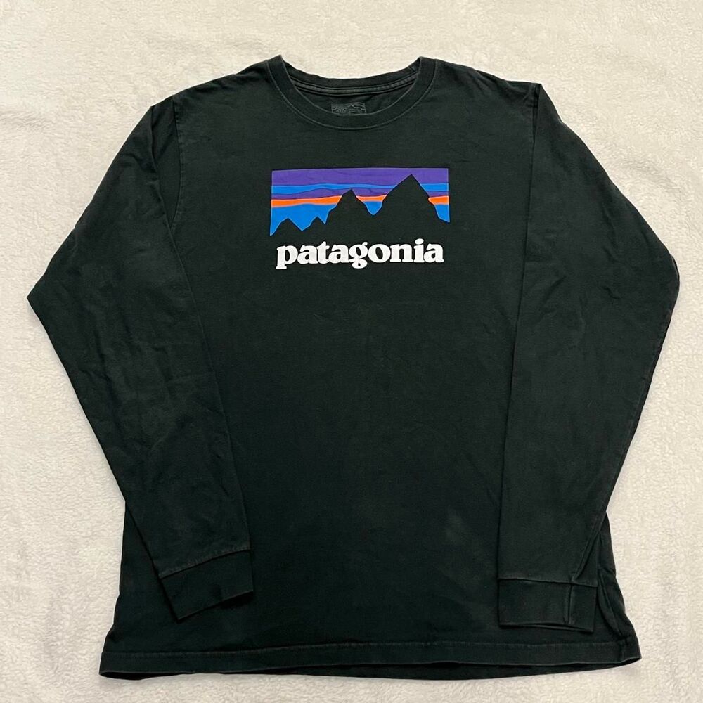 Patagonia Men's Black and Green T-shirt